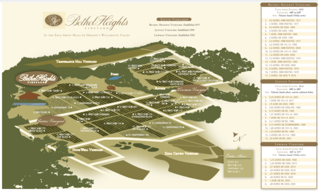 Bethel Heights Vineyard Map